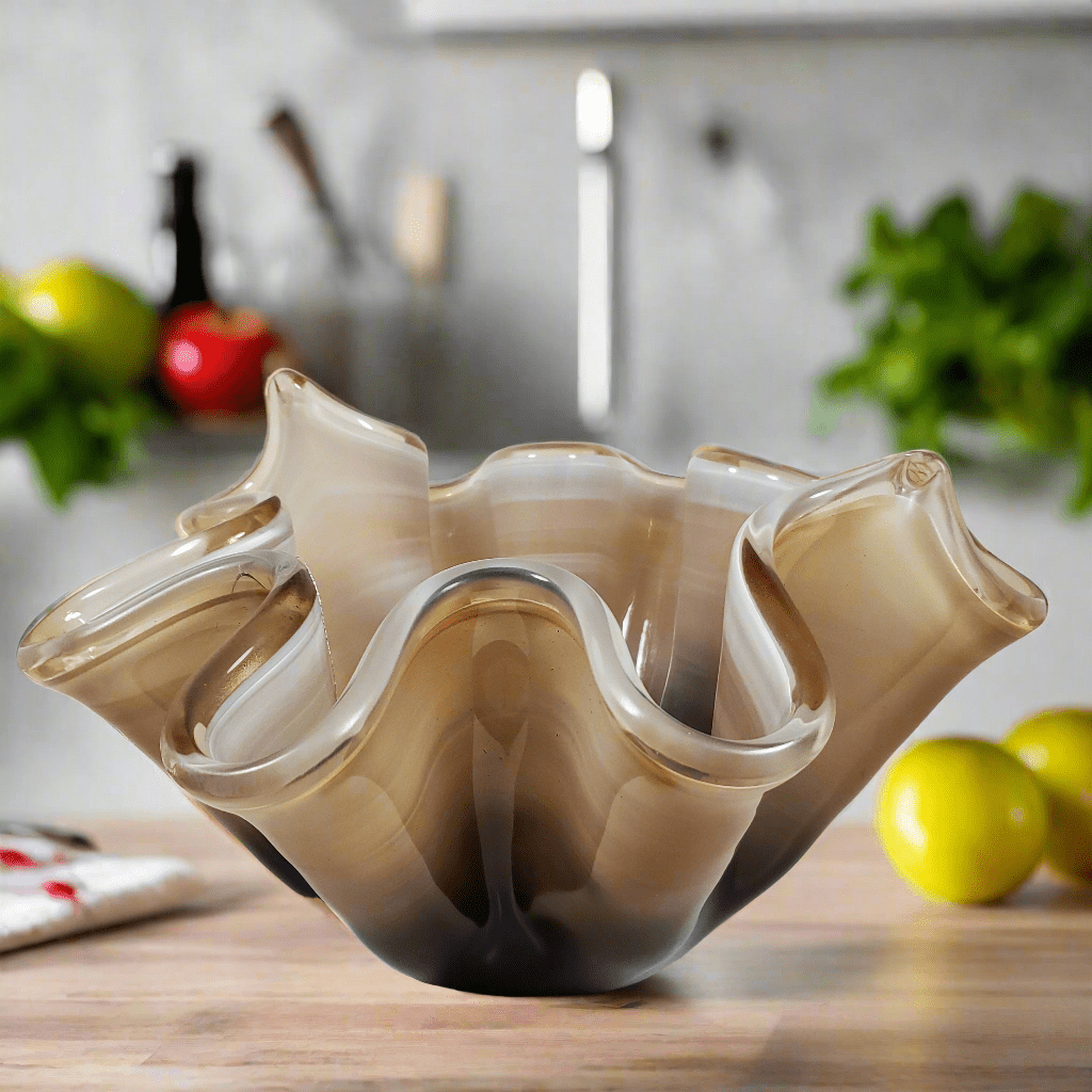 Beige and Brown Handkerchief Glass Vase - Tamayne's Decor & Events