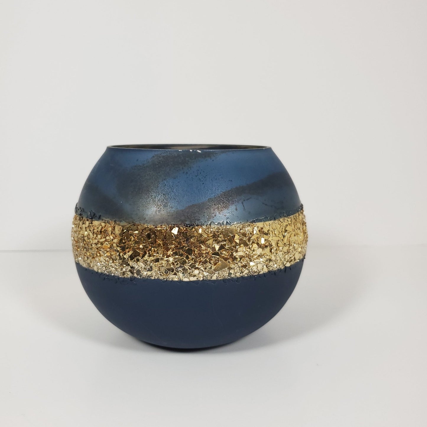 Blue and gold glass candle holder - Tamayne's Decor & Events