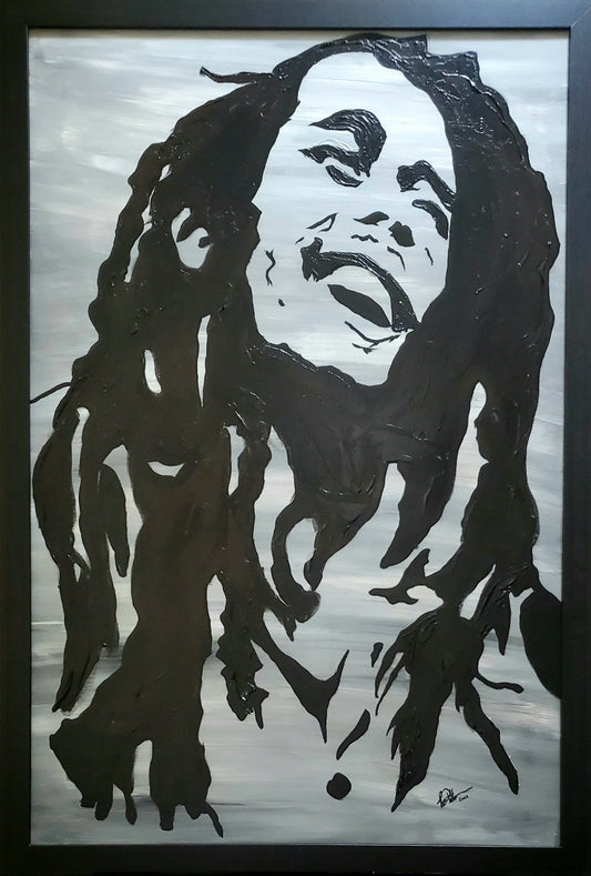 Grey Scale Modern Bob Marley Painting - Tamayne's Decor & Events