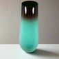 Aqua green and brown glass vase