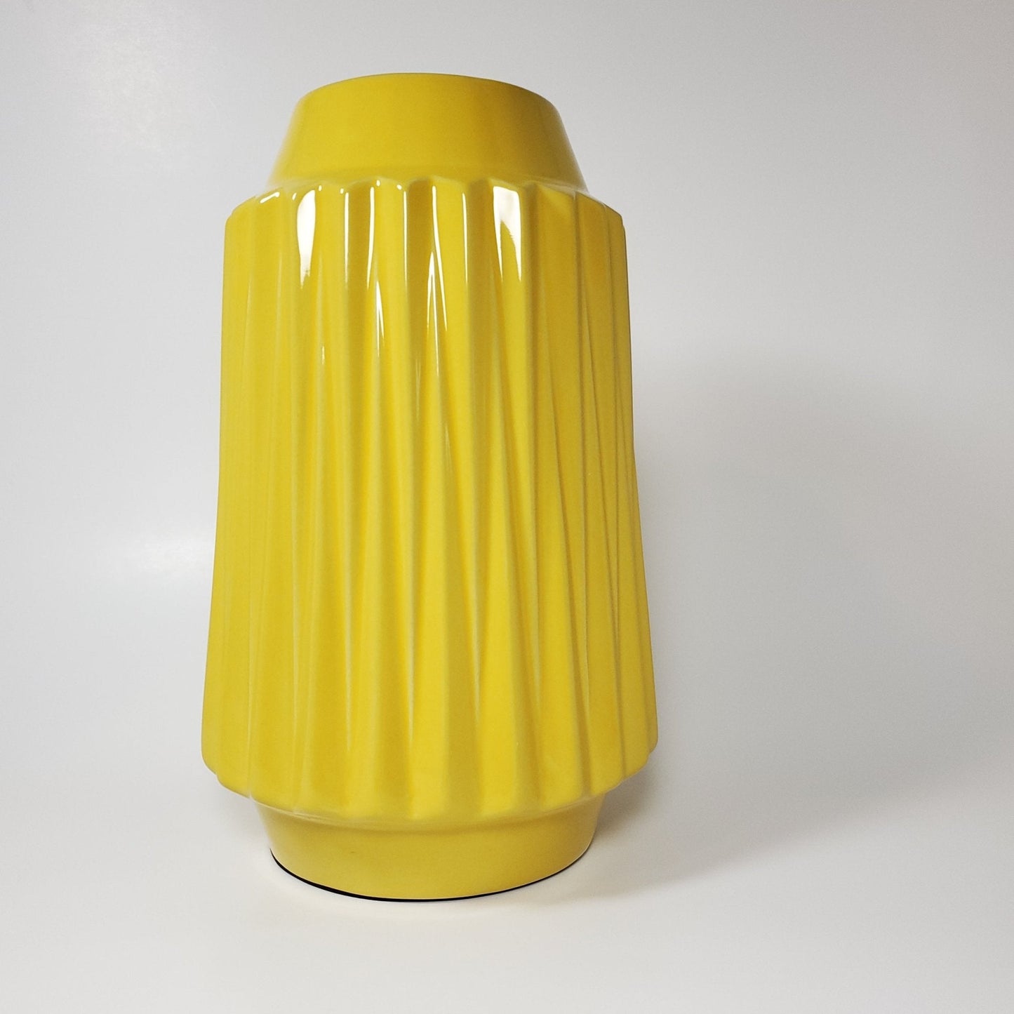 Sunshine yellow ribbed ceramic vase - Tamayne's Decor & Events