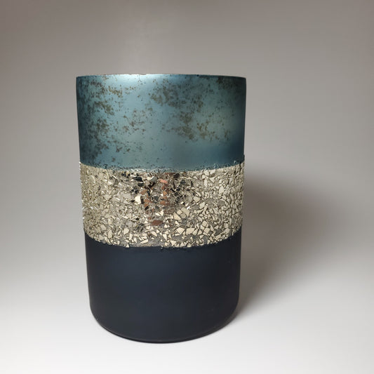 Two-Toned Blue and Gold Candle Holder