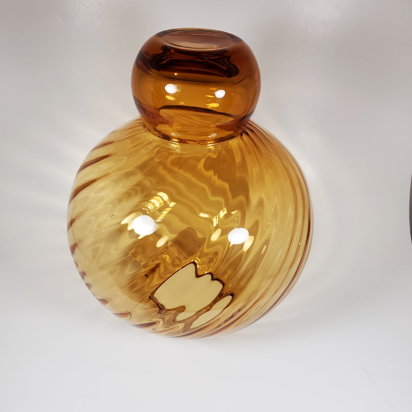 Retro Swirl Amber Glass Vase