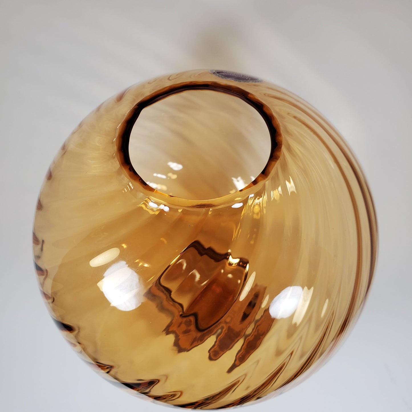 Retro Swirl Amber Glass Vase