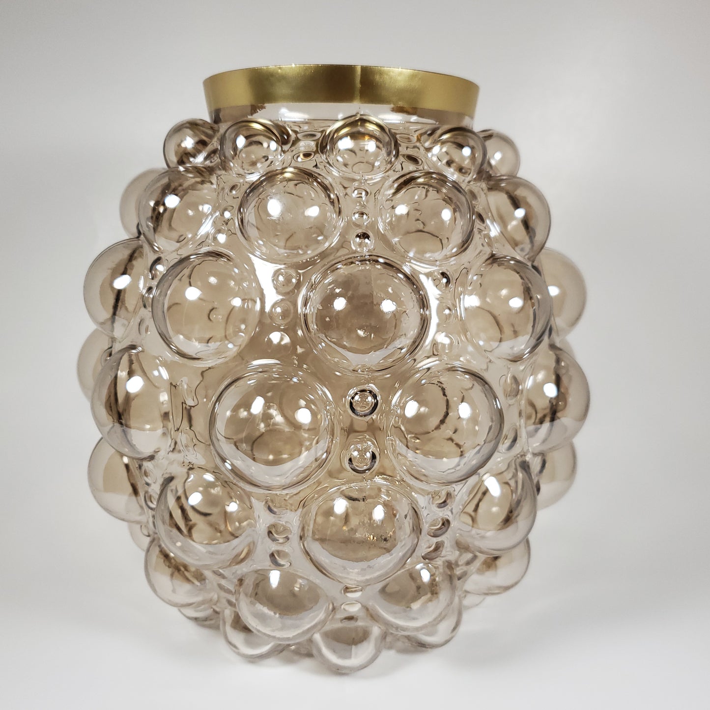 Bubble glass vase with gold rim