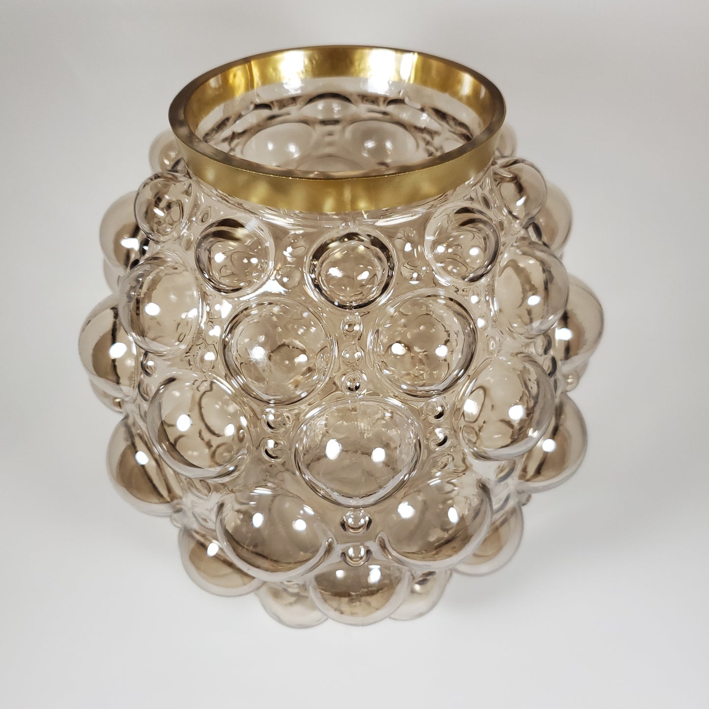 Bubble glass vase with gold rim