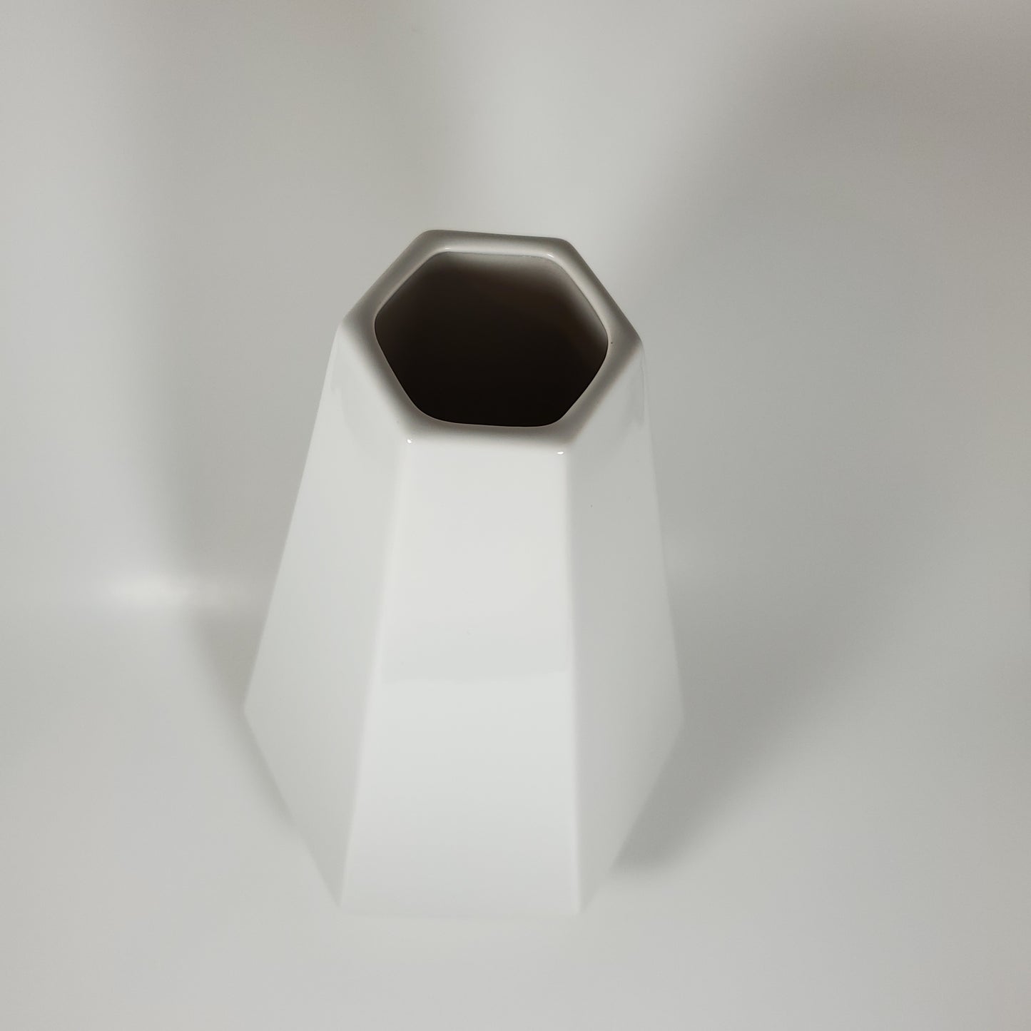 White geometric ceramic vase