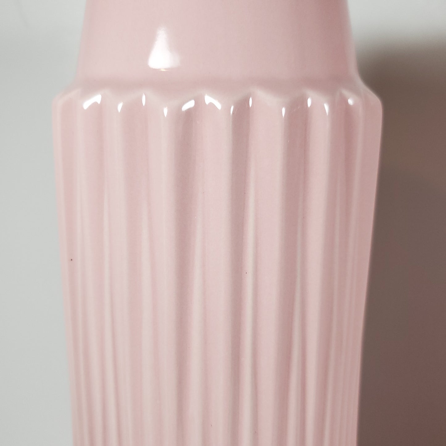 Blush pink ribbled ceramic vase