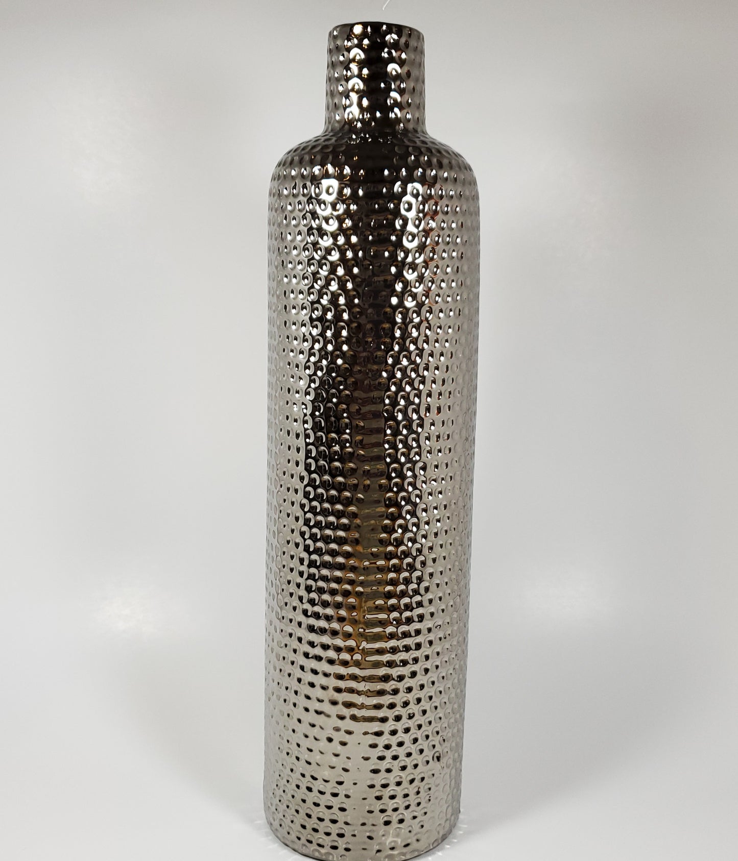 Hammered Texture Silver Ceramic Vase