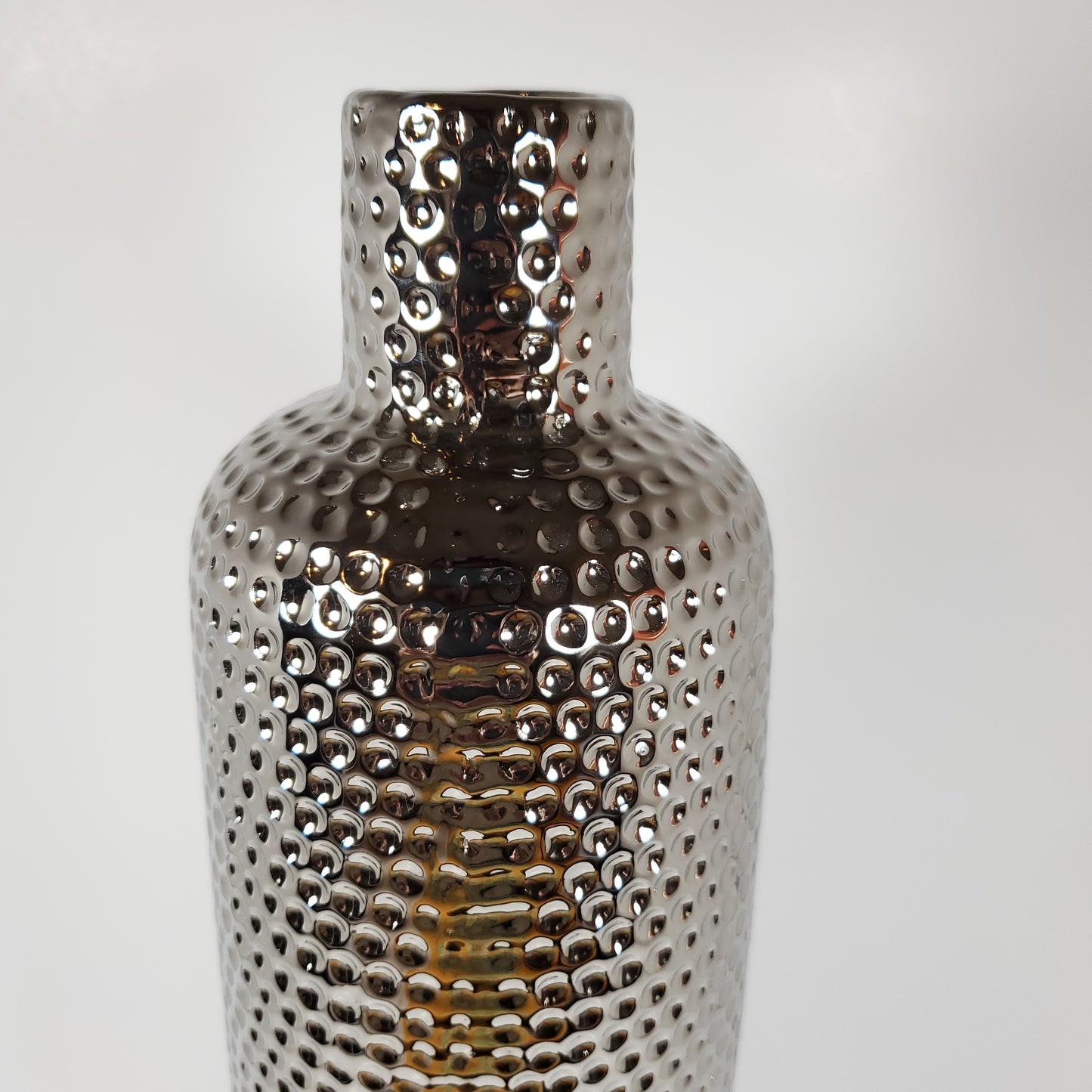 Hammered Texture Silver Ceramic Vase