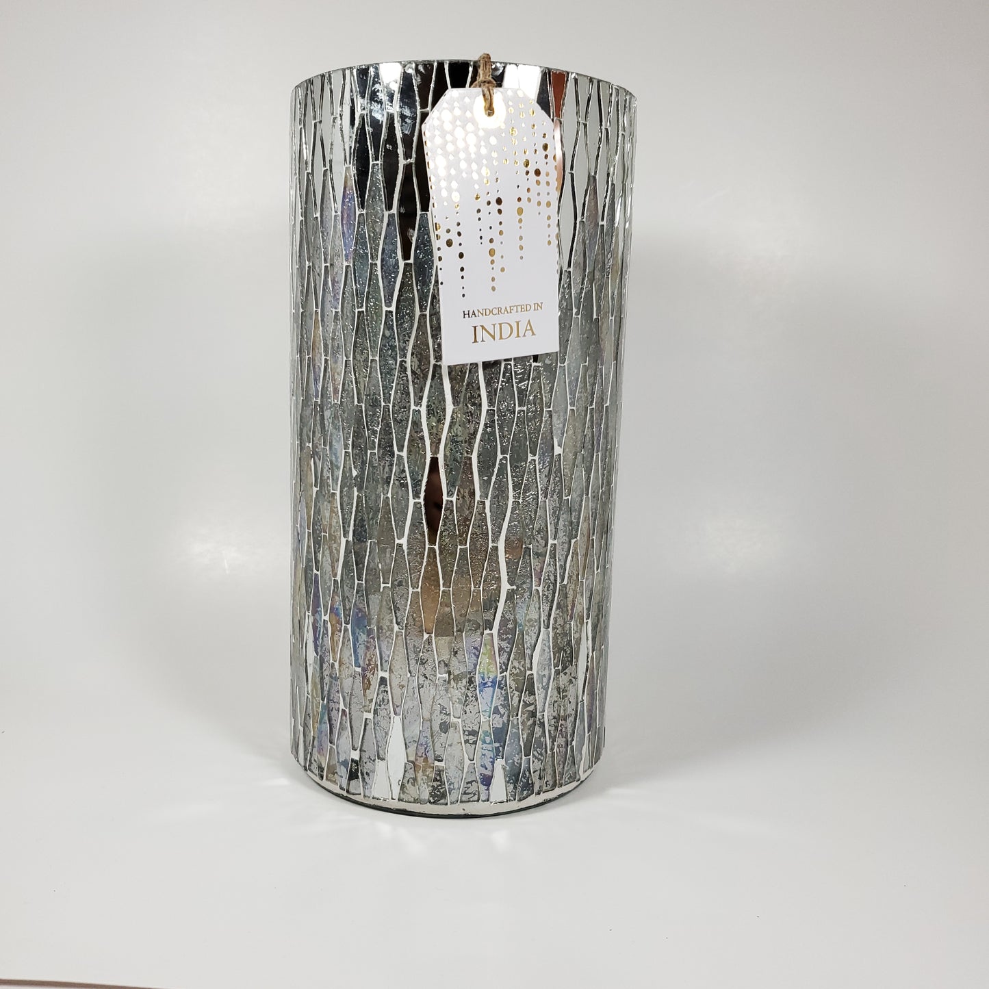 Silver mosaic glass vase