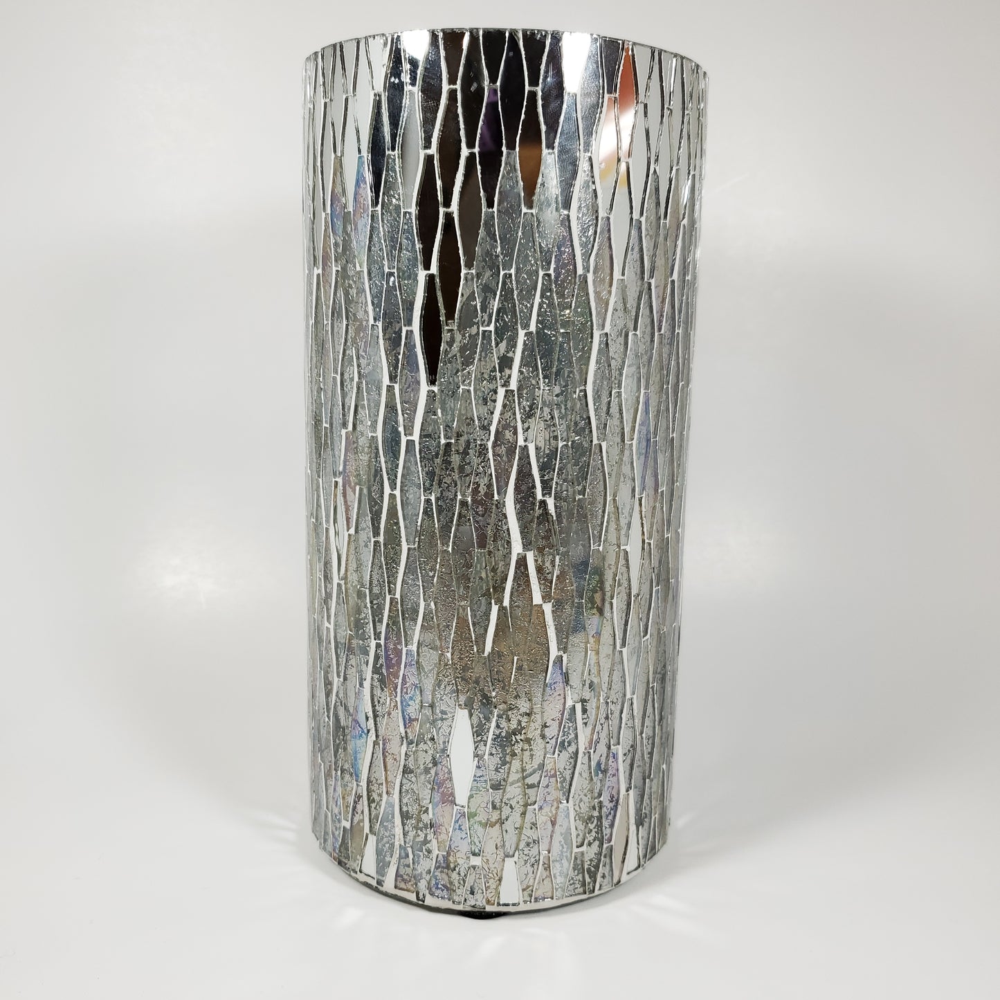 Silver mosaic glass vase