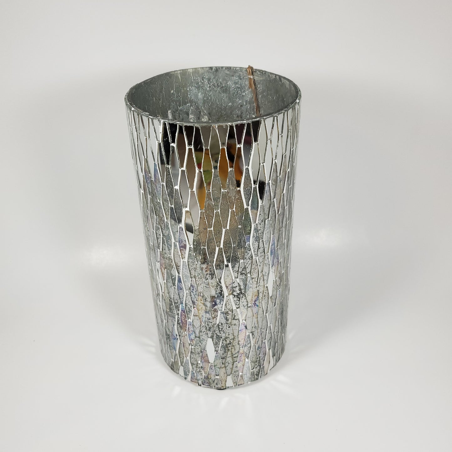 Silver mosaic glass vase