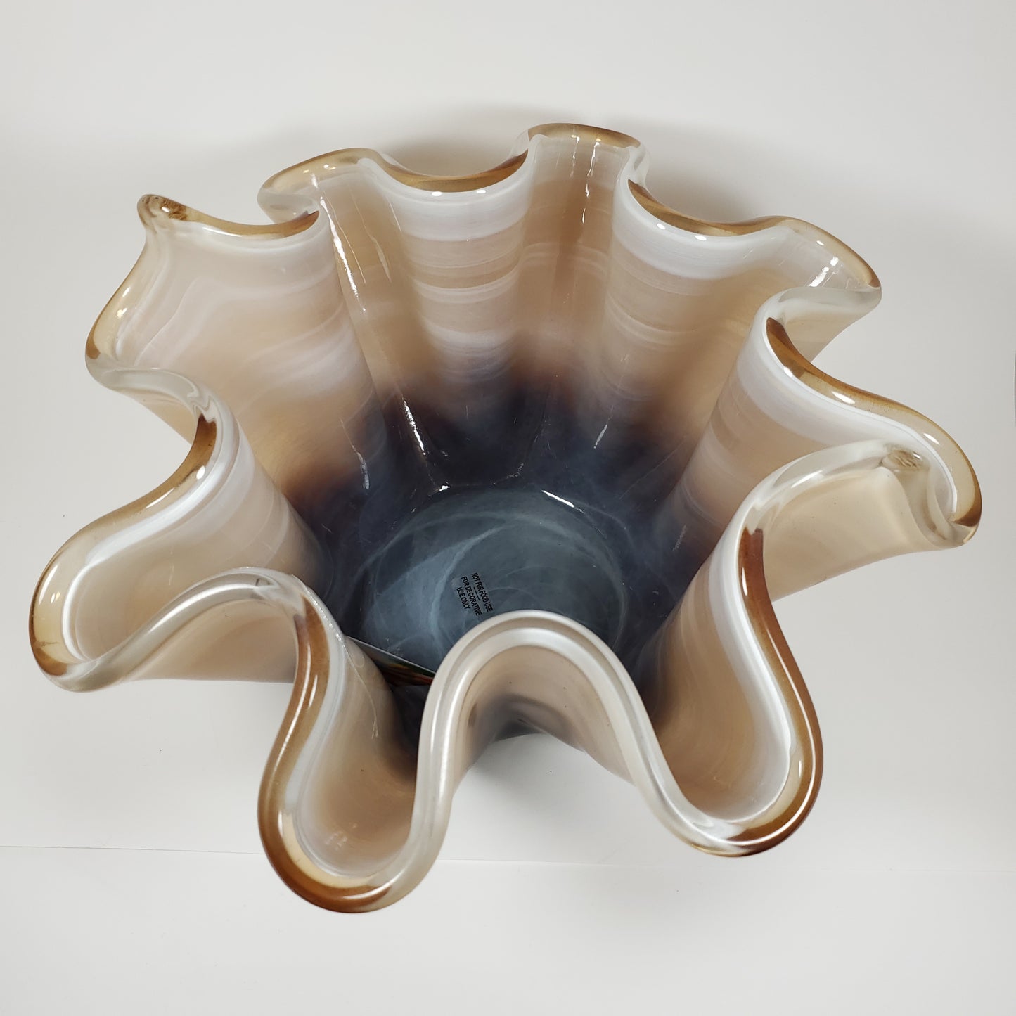 Beige and Brown Handkerchief Glass Vase