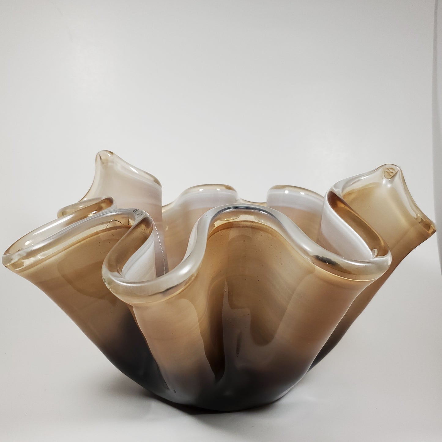 Beige and Brown Handkerchief Glass Vase