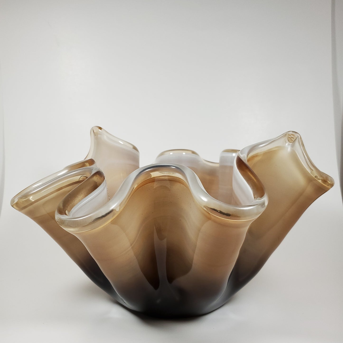 Beige and Brown Handkerchief Glass Vase