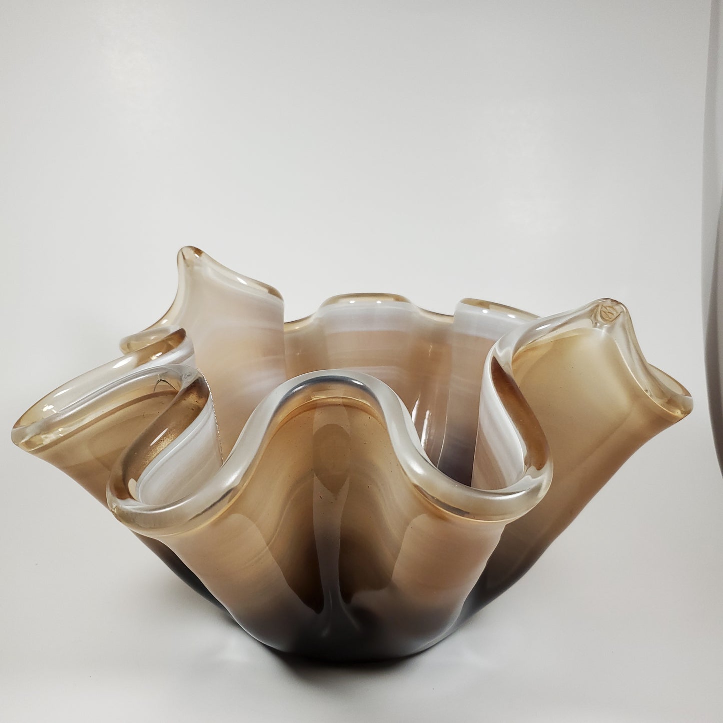 Beige and Brown Handkerchief Glass Vase