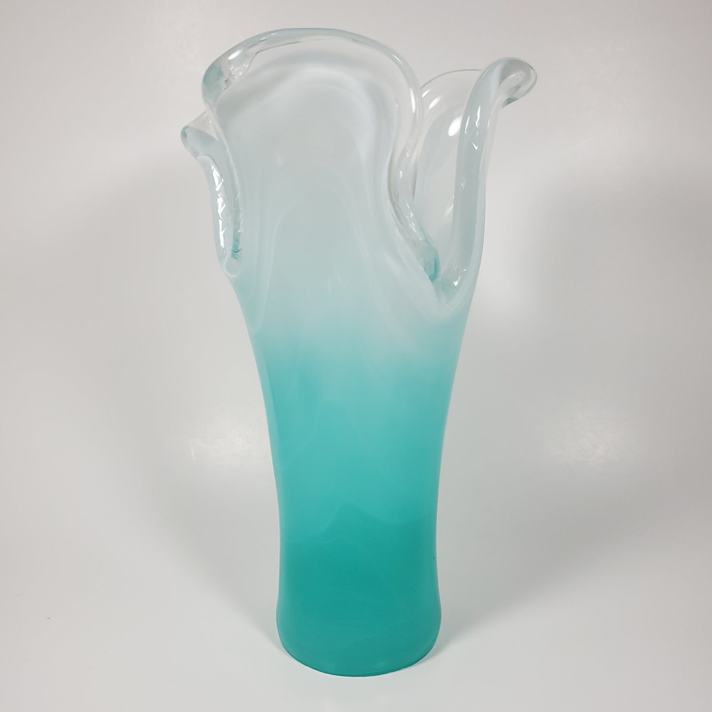 Aqua blue Handkerchief Vintage Glass Vase