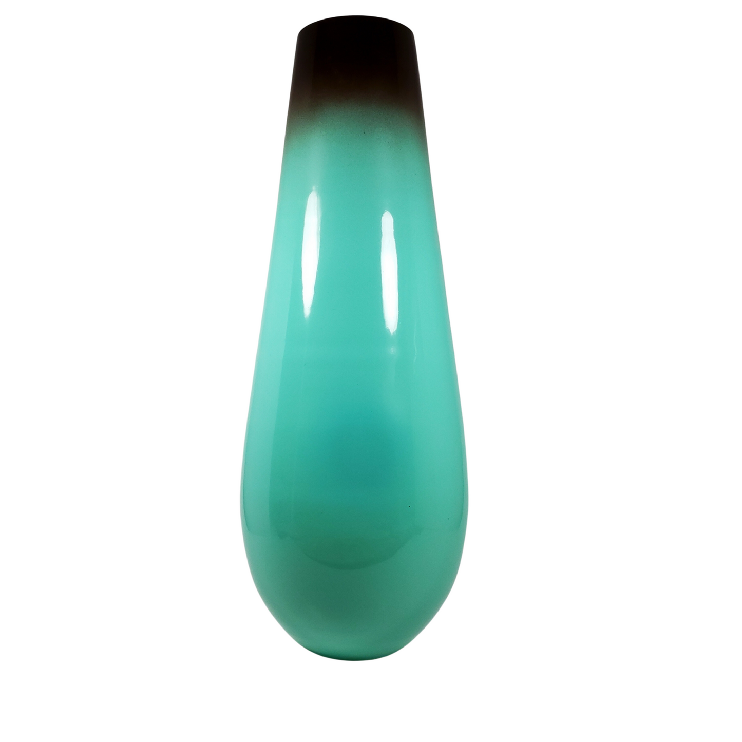 Aqua green and brown glass vase